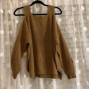 Tan Cole Shoulder Sweater.